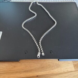 David Yurman Silver Box-Link Station Necklace